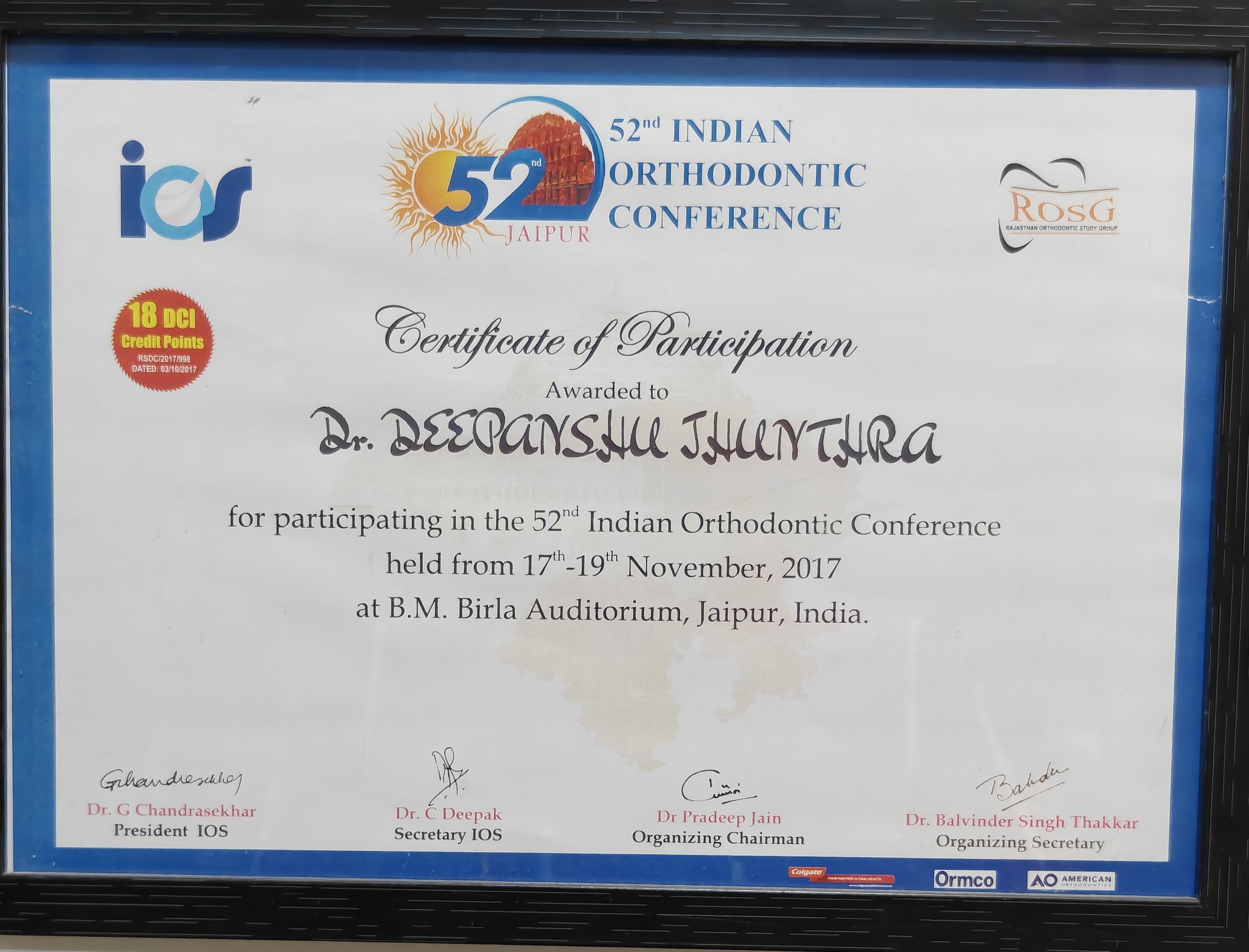 Dr. Deepanshu Jhunthra - Conference Particiapation